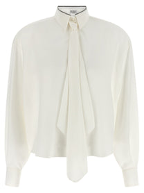 Brunello Cucinelli Shiny Collar Shirt White
