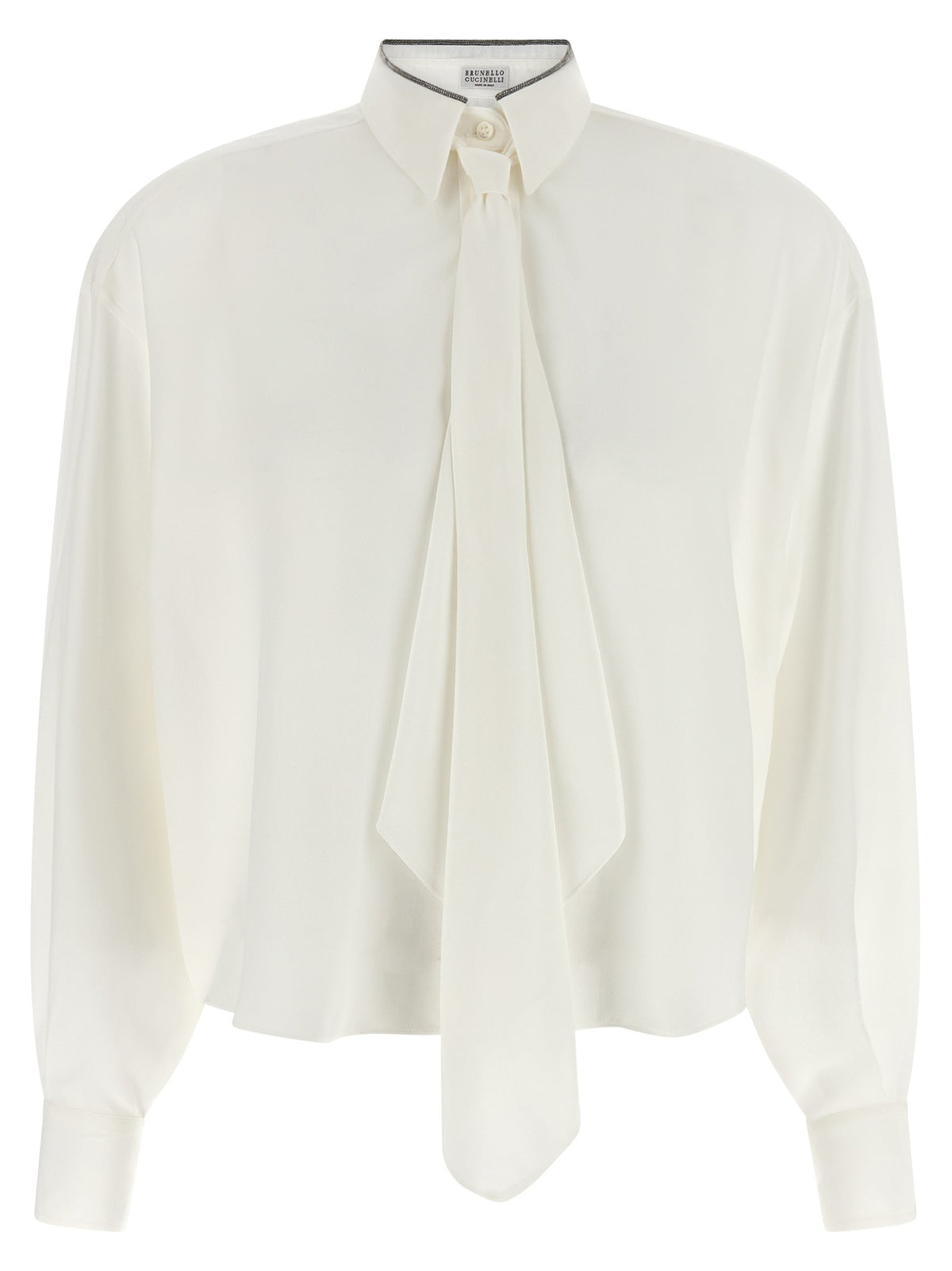 Brunello Cucinelli Shiny Collar Shirt White