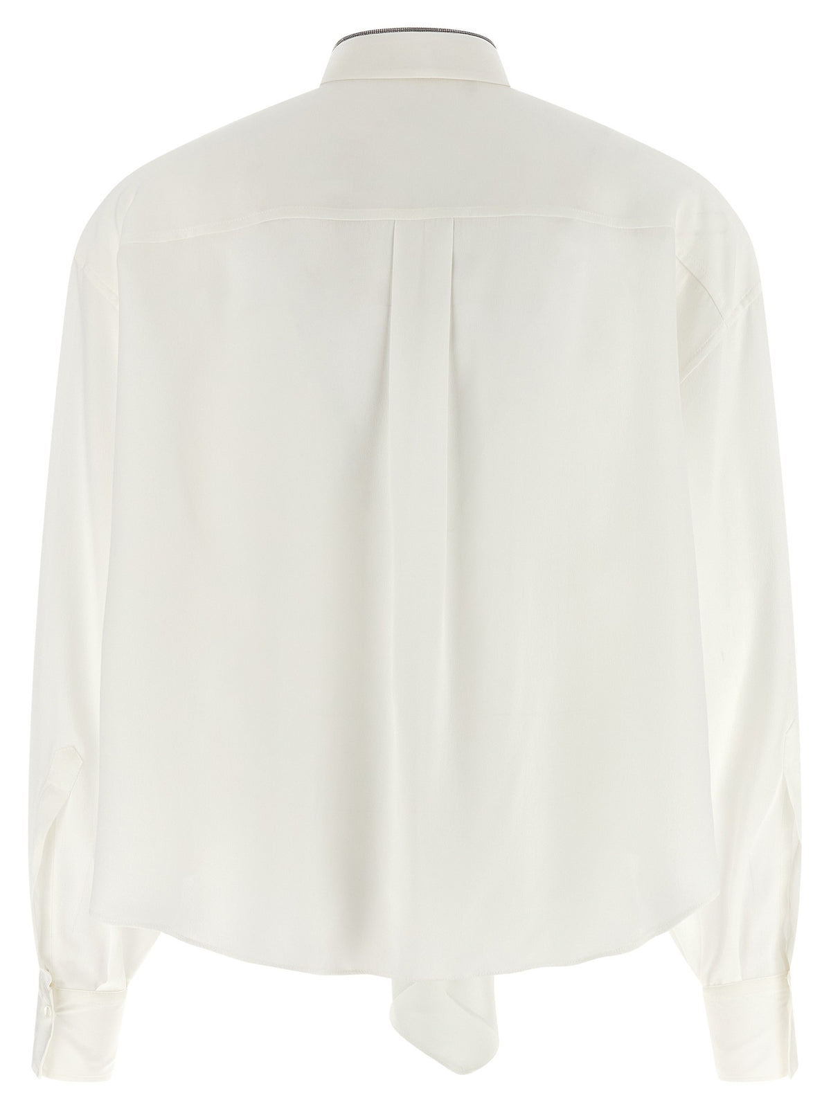 Brunello Cucinelli Shiny Collar Shirt White, view 2