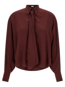 Brunello Cucinelli Shiny Collar Shirt Red