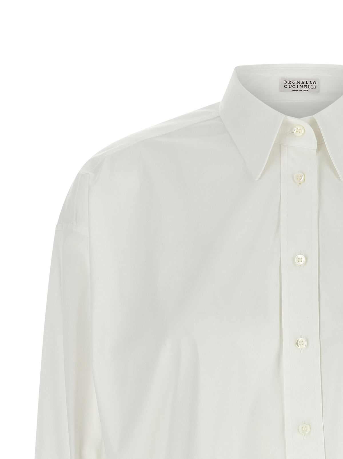 Brunello Cucinelli Shiny Cuffs Shirt White, view 3