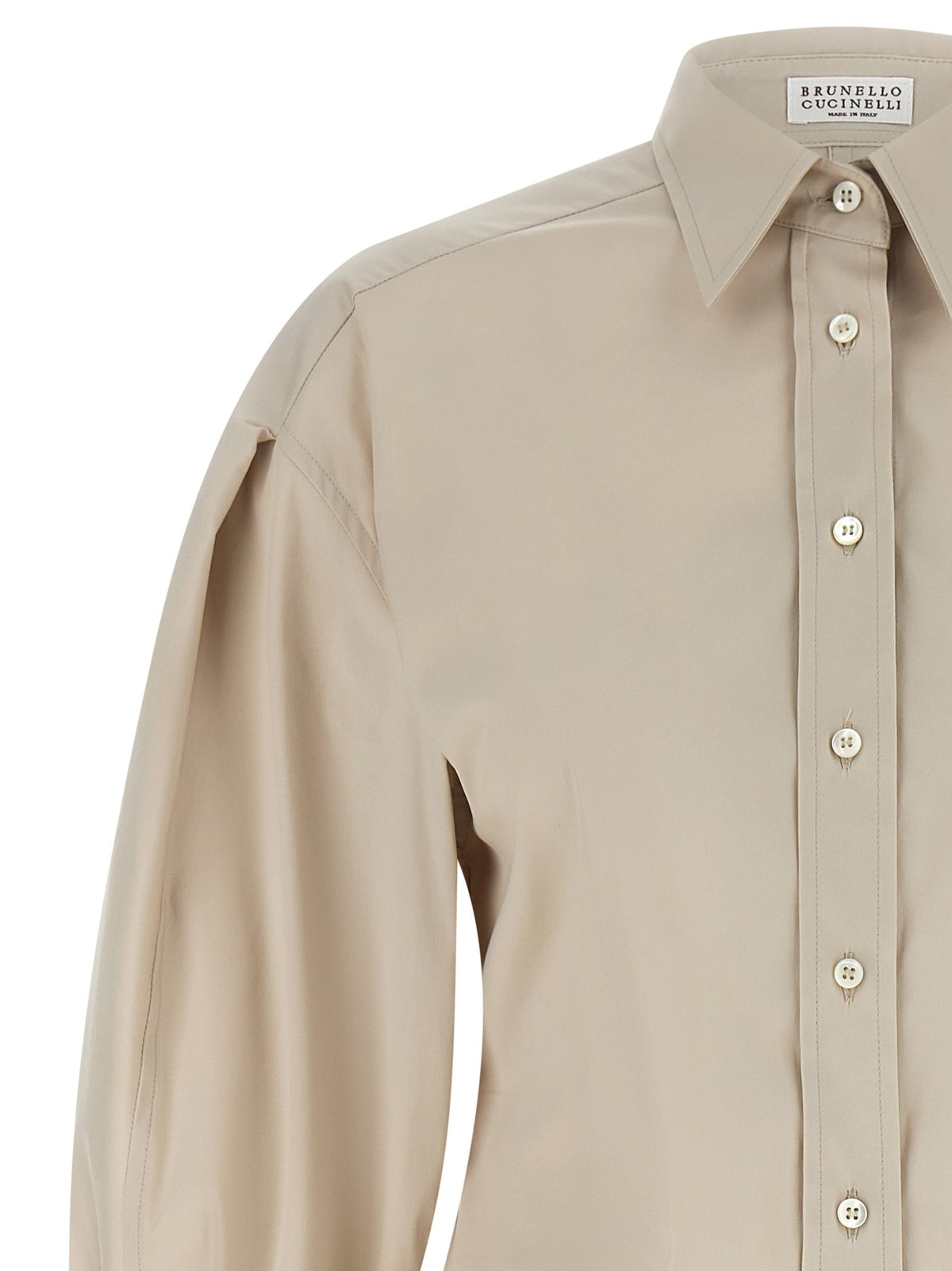 Brunello Cucinelli Shiny Cuffs Shirt Beige, view 3