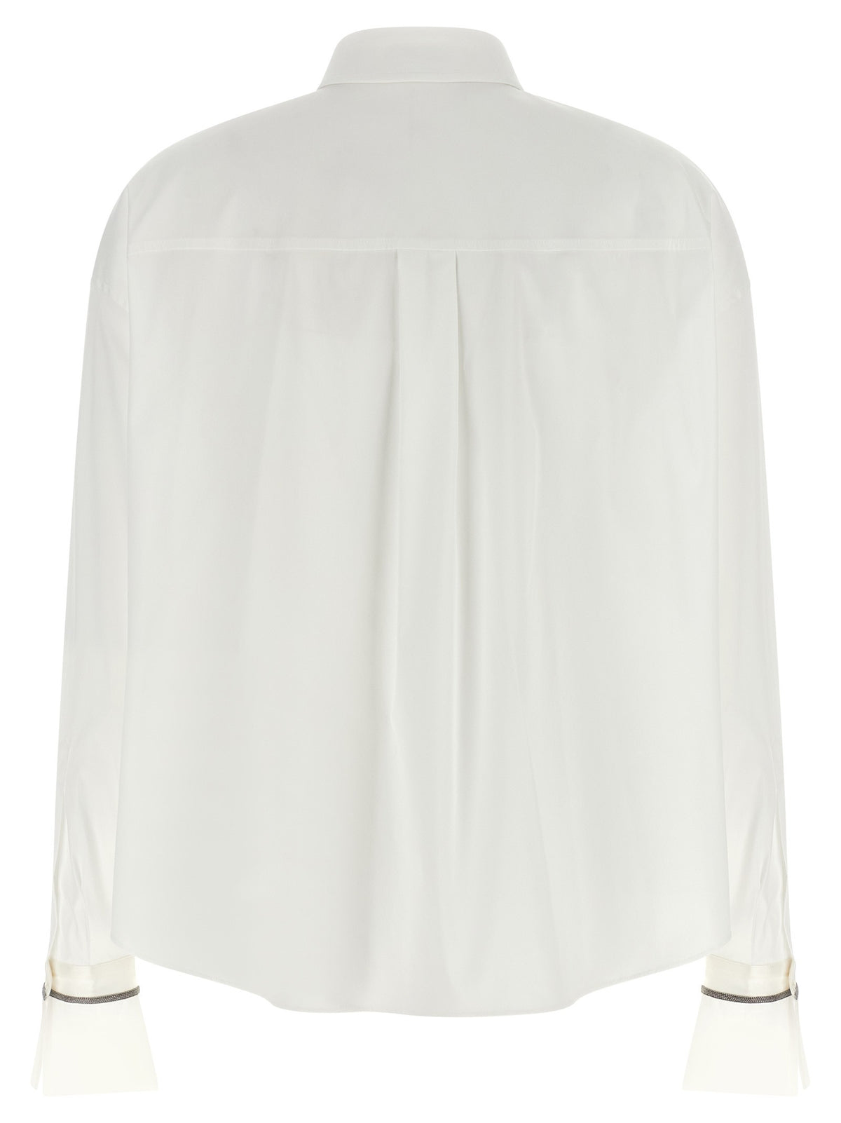 Brunello Cucinelli Shiny Cuffs Shirt White, view 2