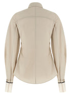 Brunello Cucinelli Shiny Cuffs Shirt Beige, view 2