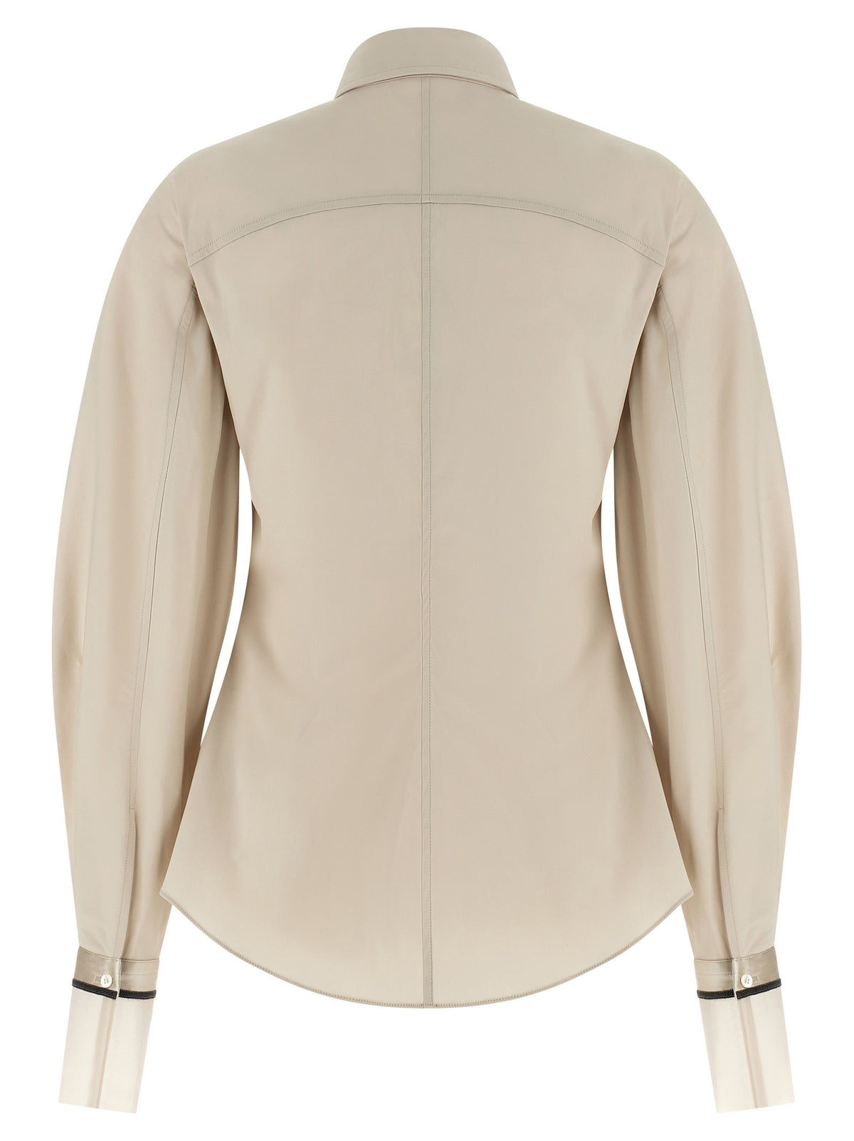 Brunello Cucinelli Shiny Cuffs Shirt Beige, view 2