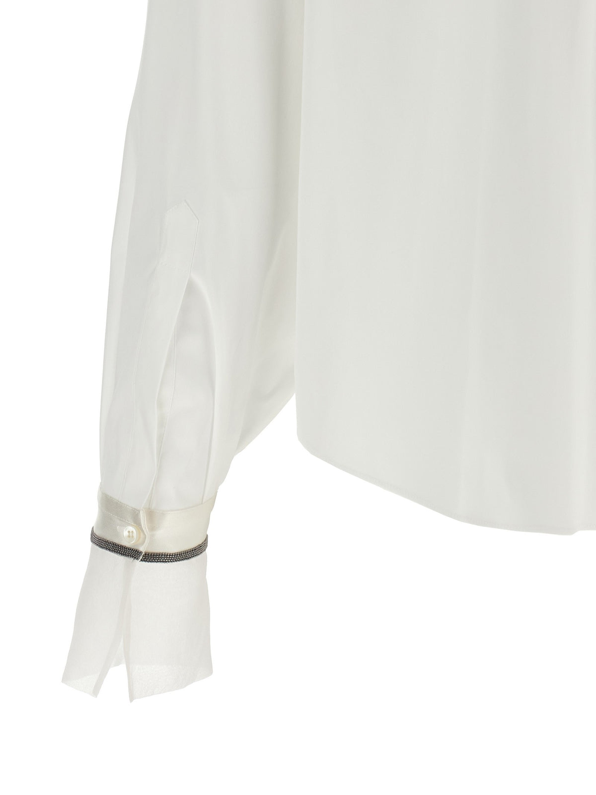 Brunello Cucinelli Shiny Cuffs Shirt White, view 4