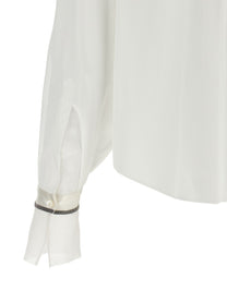 Brunello Cucinelli Shiny Cuffs Shirt White, view 4