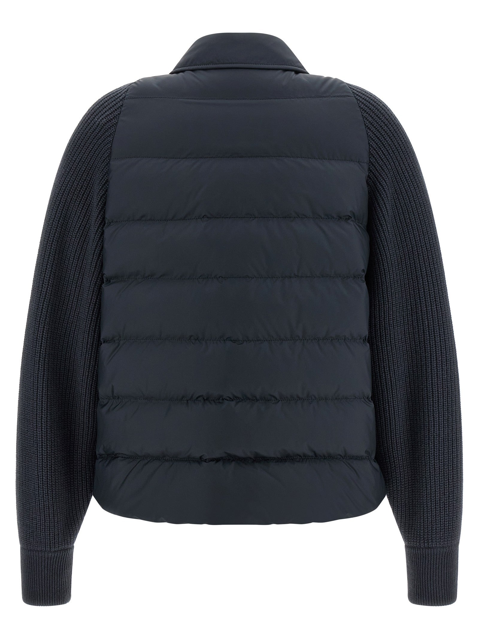 Brunello Cucinelli Shiny Flap Detail Down Jacket Blue