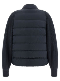 Brunello Cucinelli Shiny Flap Detail Down Jacket Blue