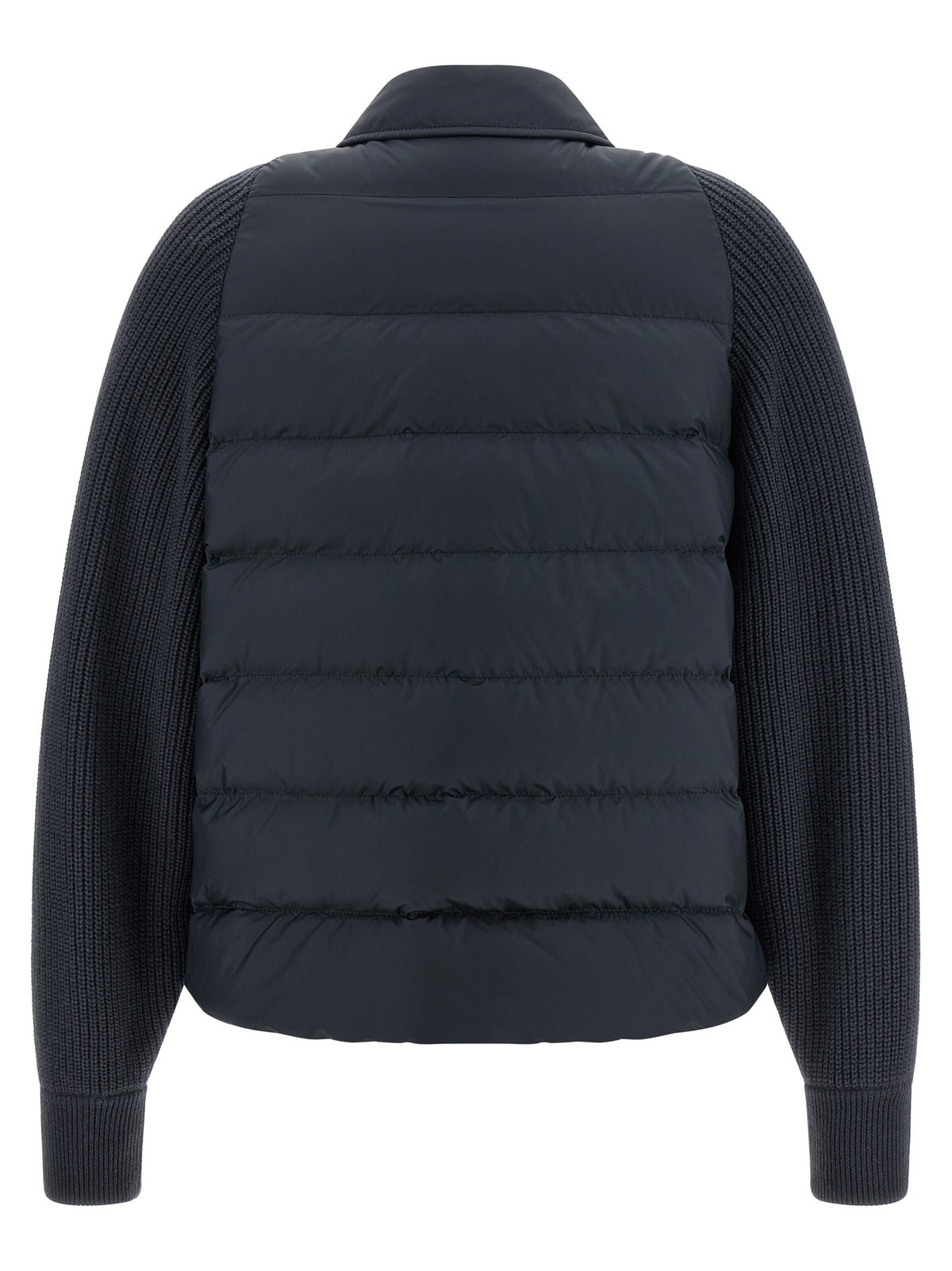 Brunello Cucinelli Shiny Flap Detail Down Jacket Blue, view 2