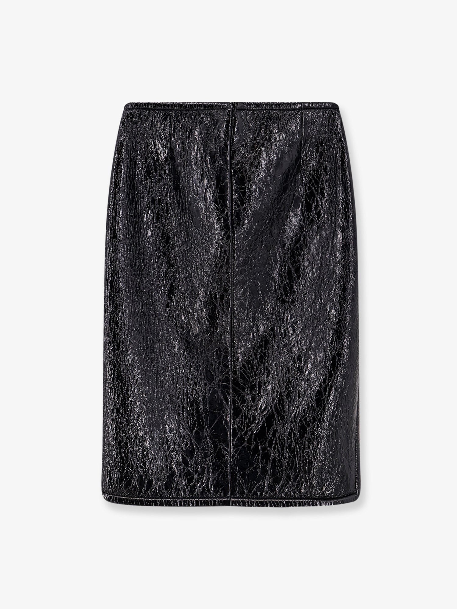 Gucci Women's Shiny Leather and Neoprene Skirt Black