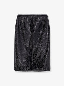 Gucci Women's Shiny Leather and Neoprene Skirt Black