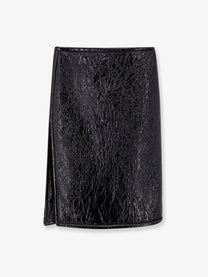 Gucci Women's Shiny Leather and Neoprene Skirt Black