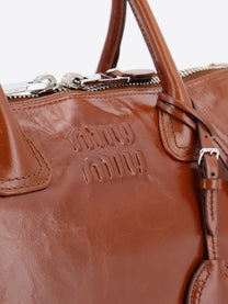 Miu Miu Women's Shiny Leather Handbag Beige