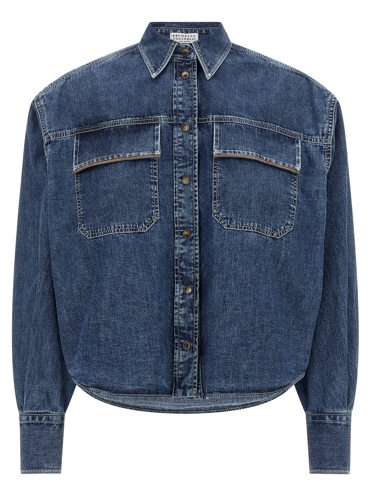 Brunello Cucinelli Shiny Pockets Shirt Blue