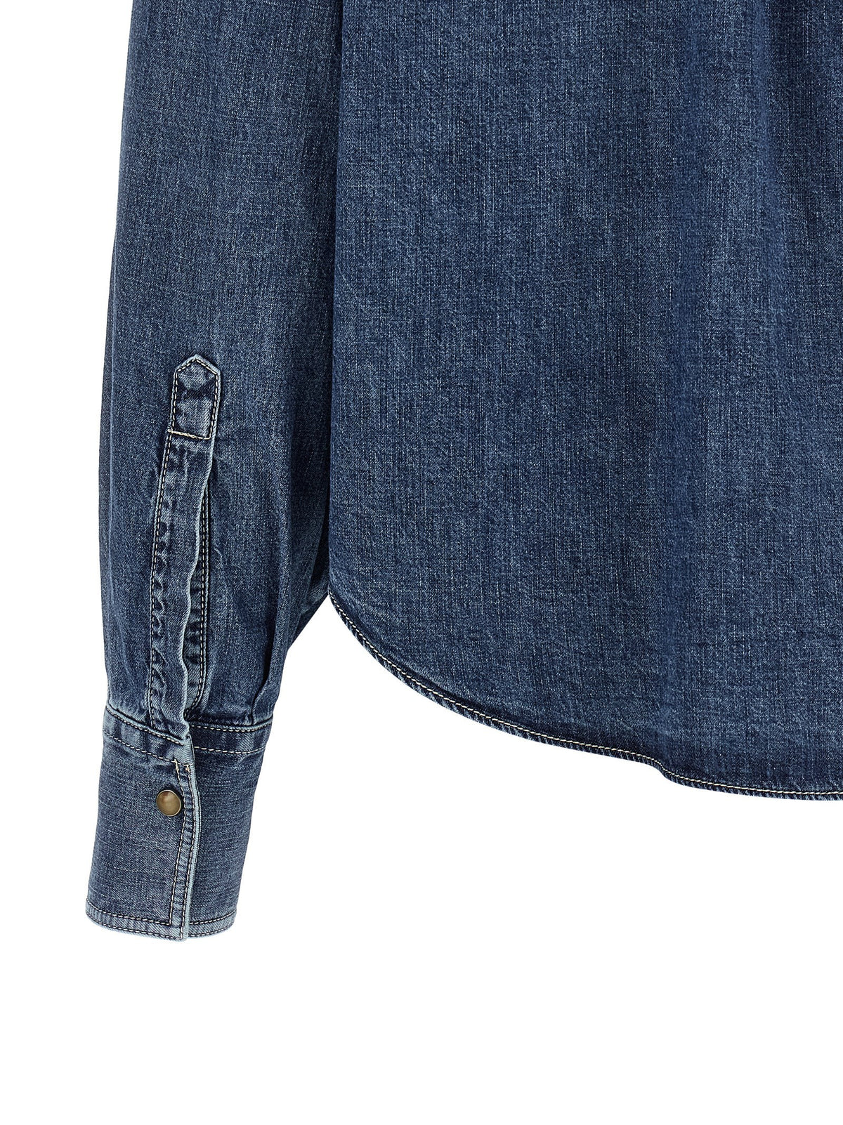 Brunello Cucinelli Shiny Pockets Shirt Blue, view 4
