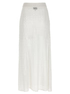 Ganni Shiny Pointelle Knit Skirt White, view 2