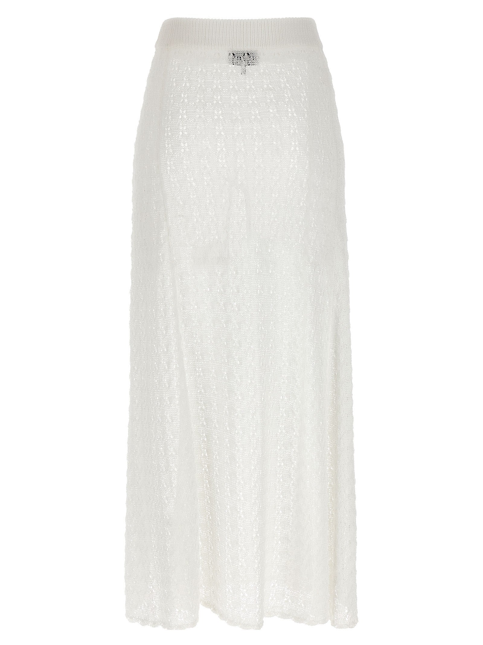 Ganni Shiny Pointelle Knit Skirt White