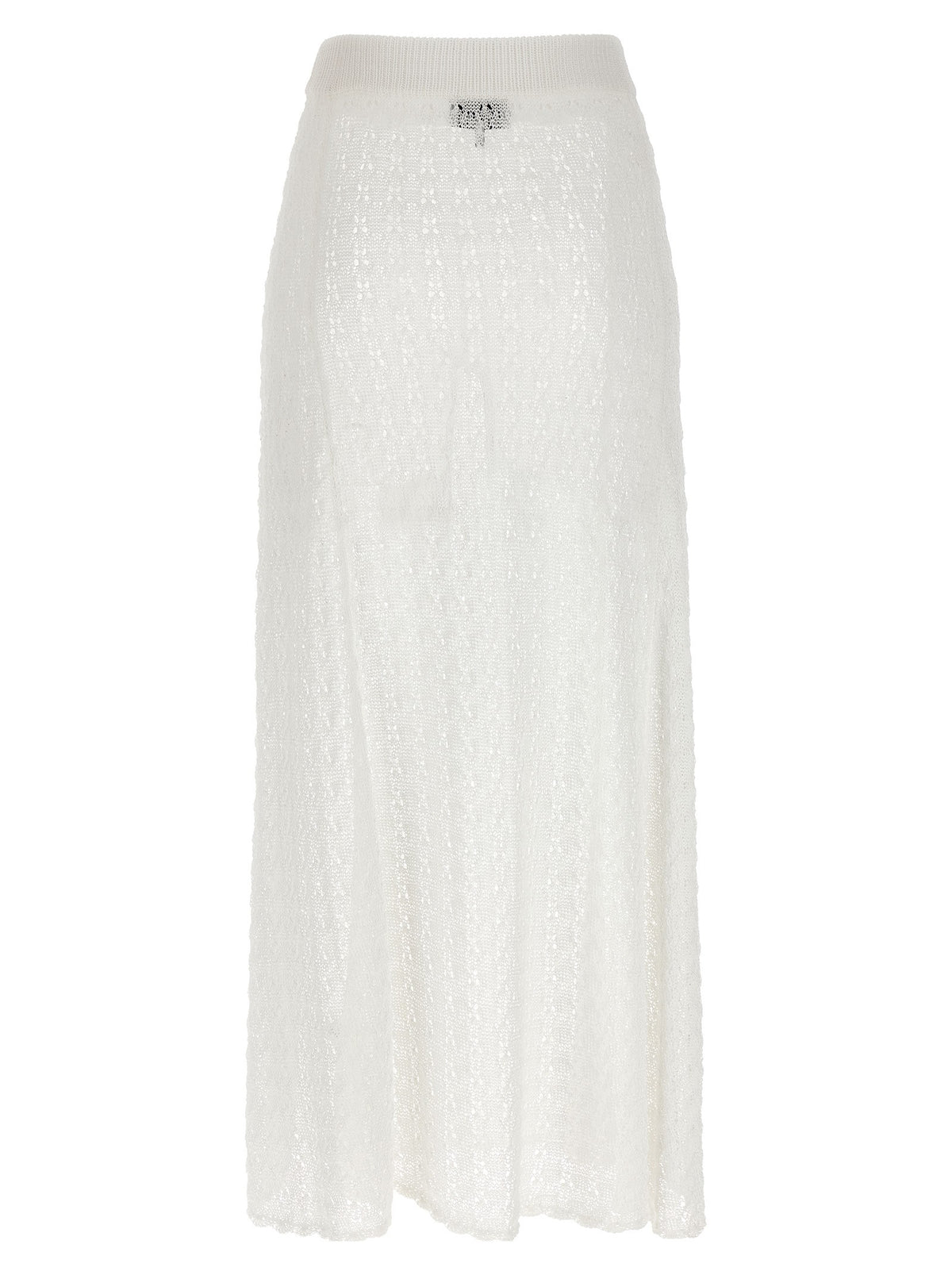 Ganni Shiny Pointelle Knit Skirt White, view 2