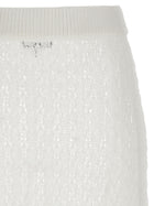 Ganni Shiny Pointelle Knit Skirt White, view 3