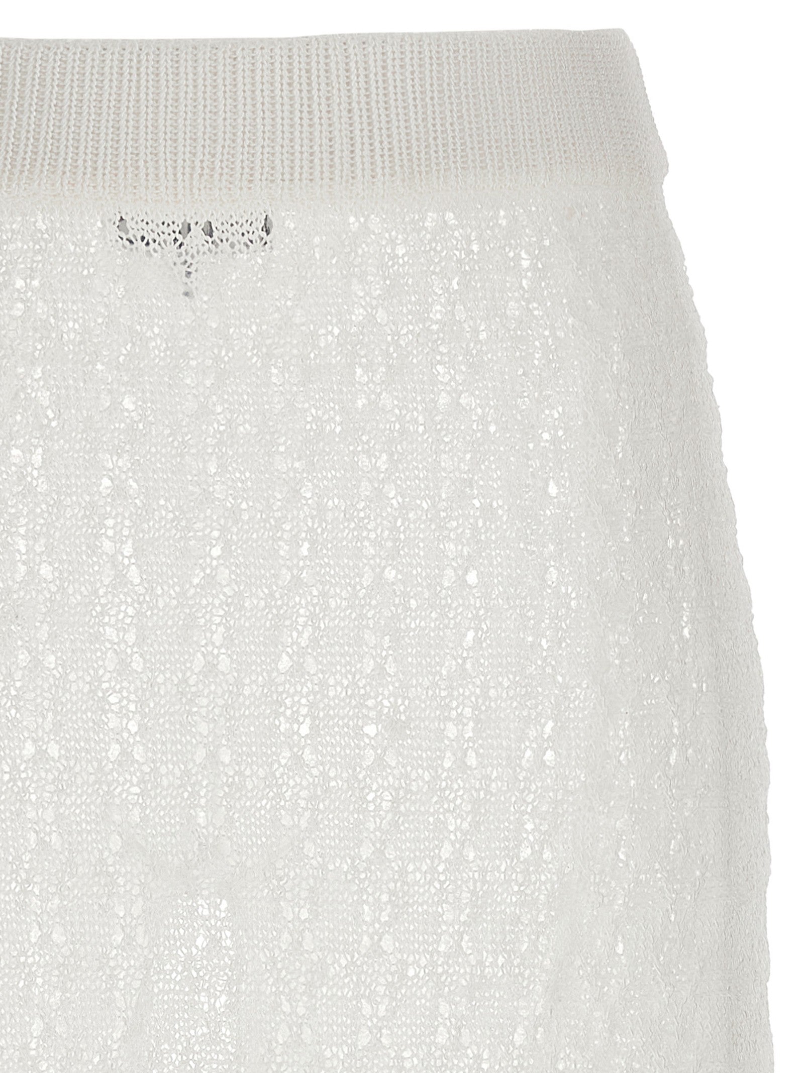 Ganni Shiny Pointelle Knit Skirt White