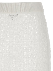 Ganni Shiny Pointelle Knit Skirt White