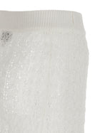 Ganni Shiny Pointelle Knit Skirt White, view 4