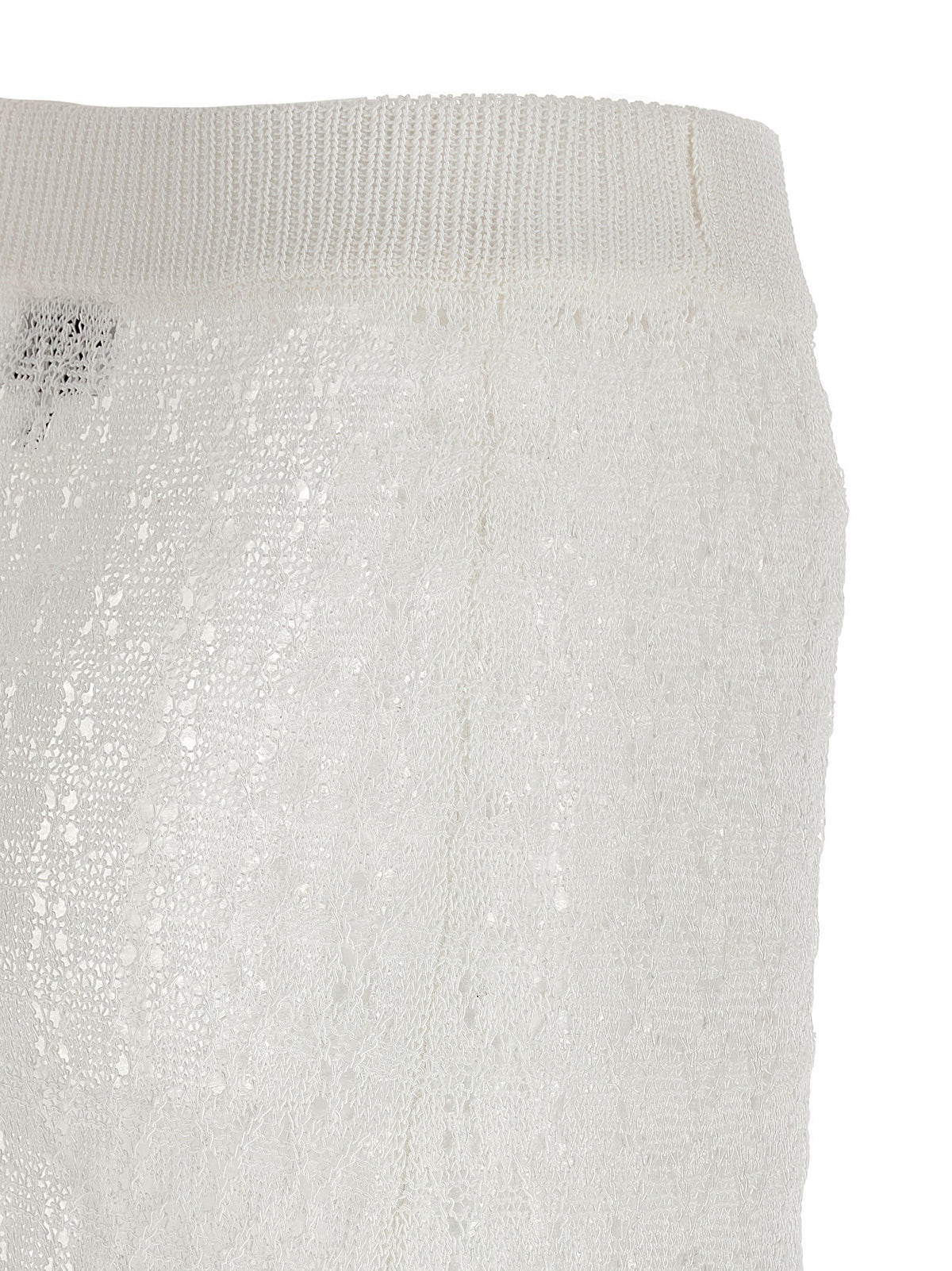 Ganni Shiny Pointelle Knit Skirt White, view 4