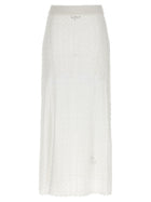 Ganni Shiny Pointelle Knit Skirt White