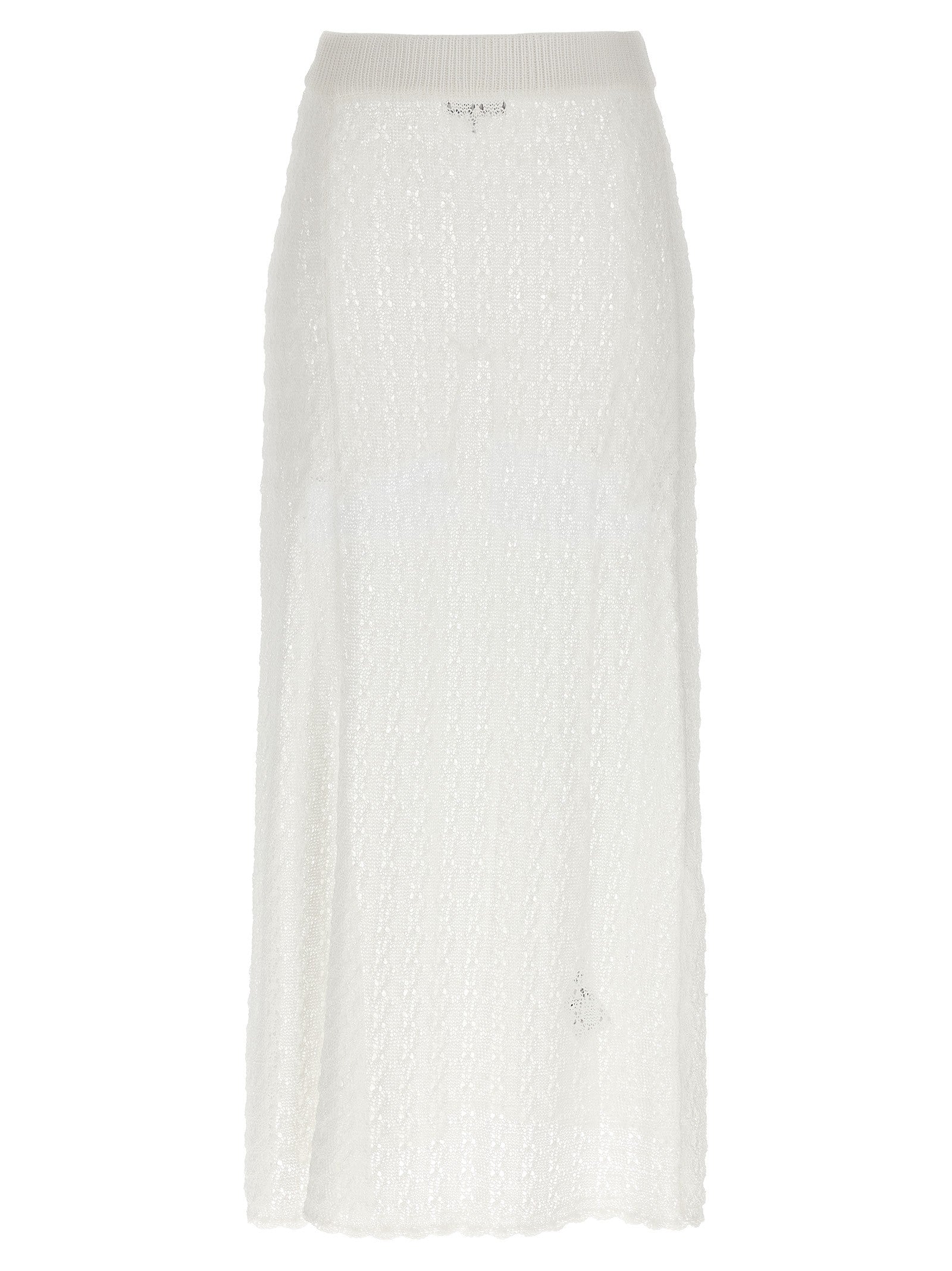 Ganni Shiny Pointelle Knit Skirt White