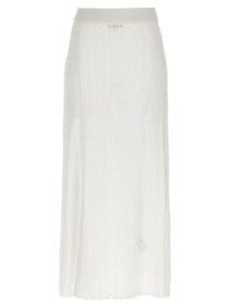 Ganni Shiny Pointelle Knit Skirt White