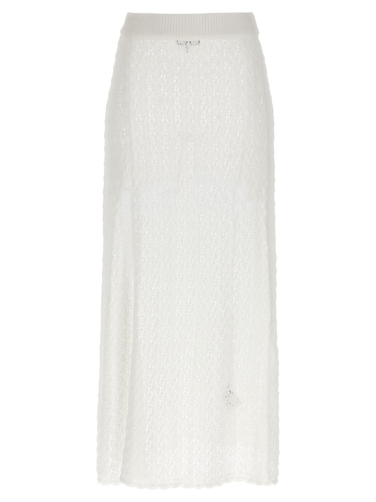 Ganni Shiny Pointelle Knit Skirt White