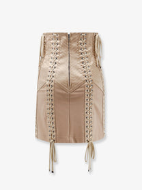 Dolce &amp; Gabbana Women's Shiny Satin Mini Skirt Beige