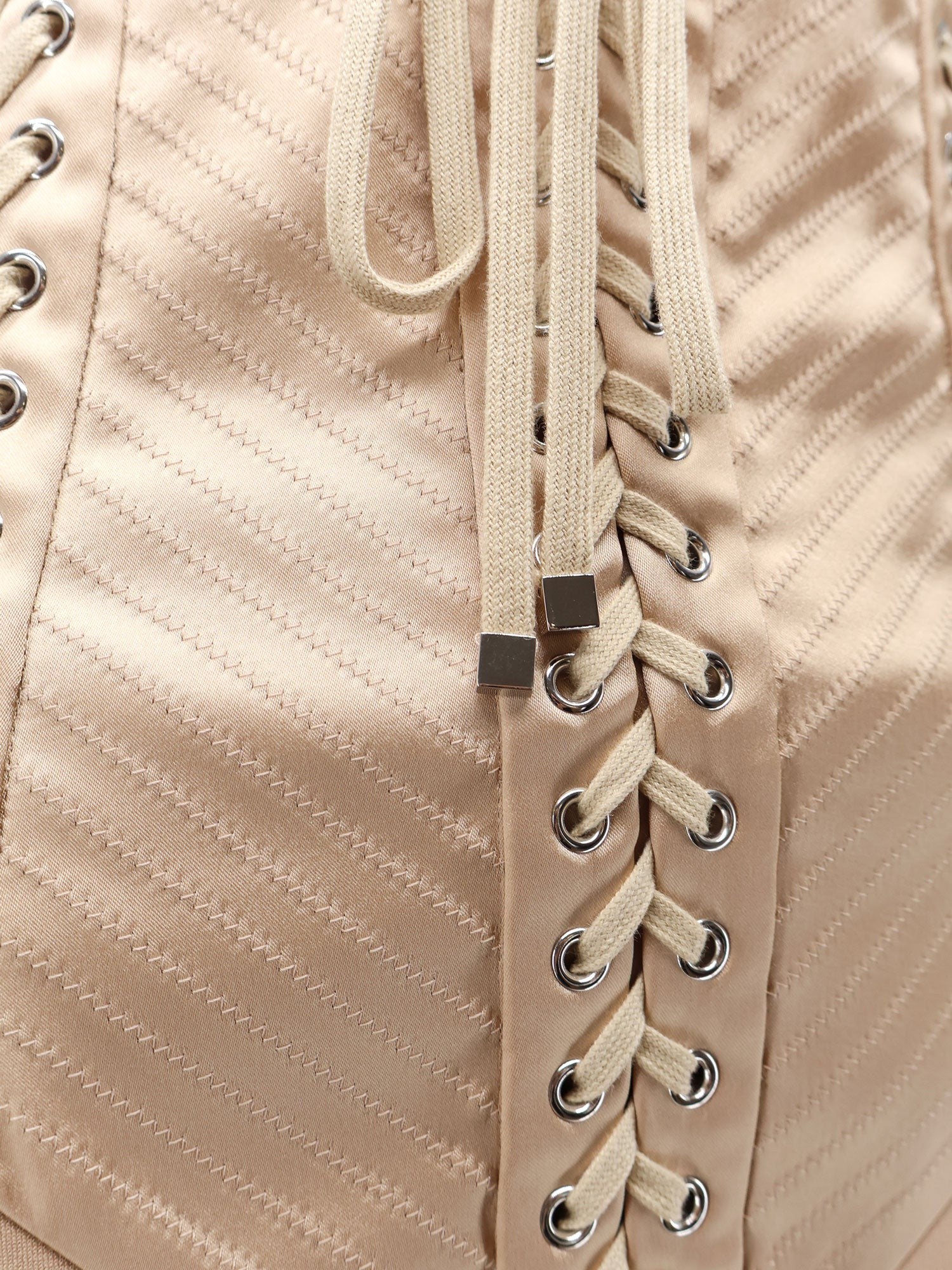 Dolce &amp; Gabbana Women's Shiny Satin Mini Skirt Beige