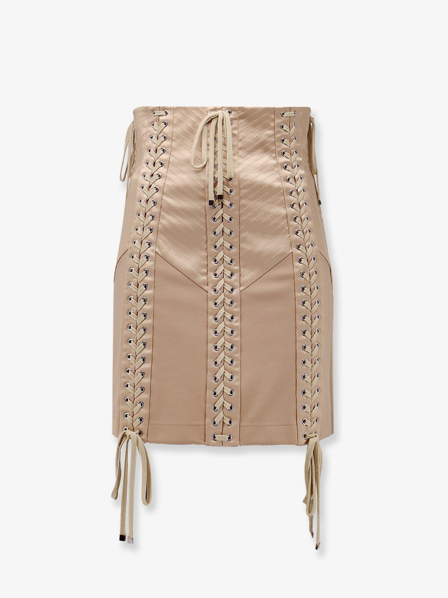 Dolce &amp; Gabbana Women's Shiny Satin Mini Skirt Beige