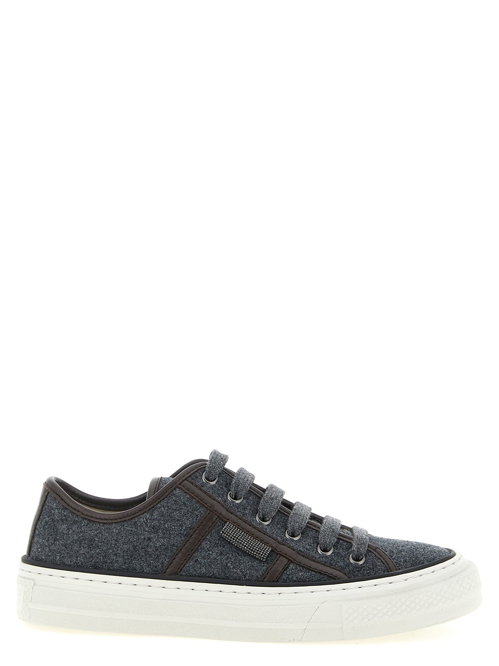 Brunello Cucinelli Shiny Tab Sneakers Grey