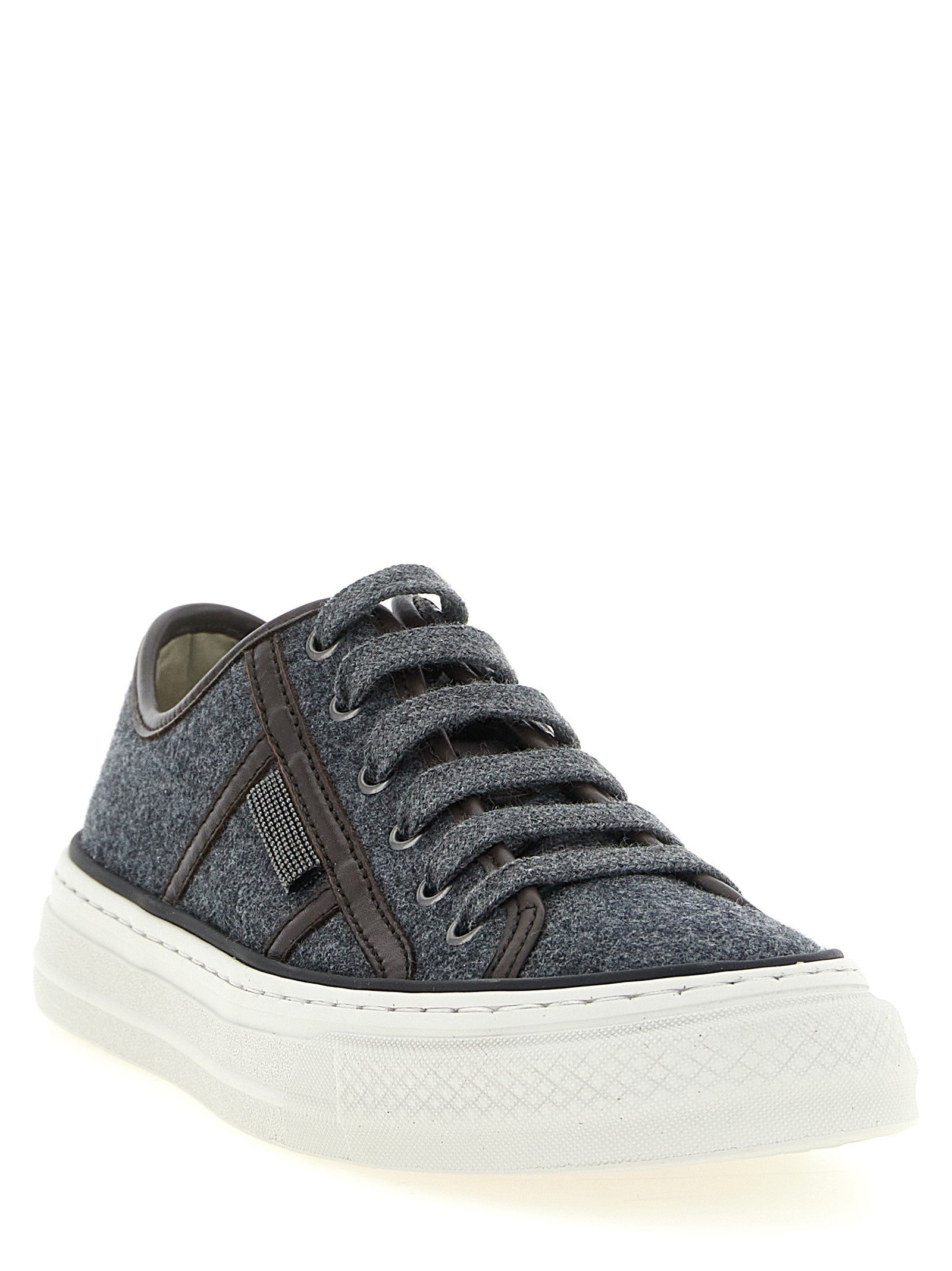 Brunello Cucinelli Shiny Tab Sneakers Grey