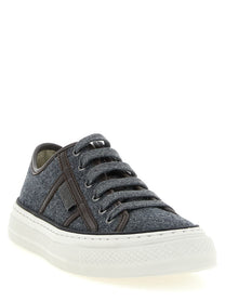 Brunello Cucinelli Shiny Tab Sneakers Grey