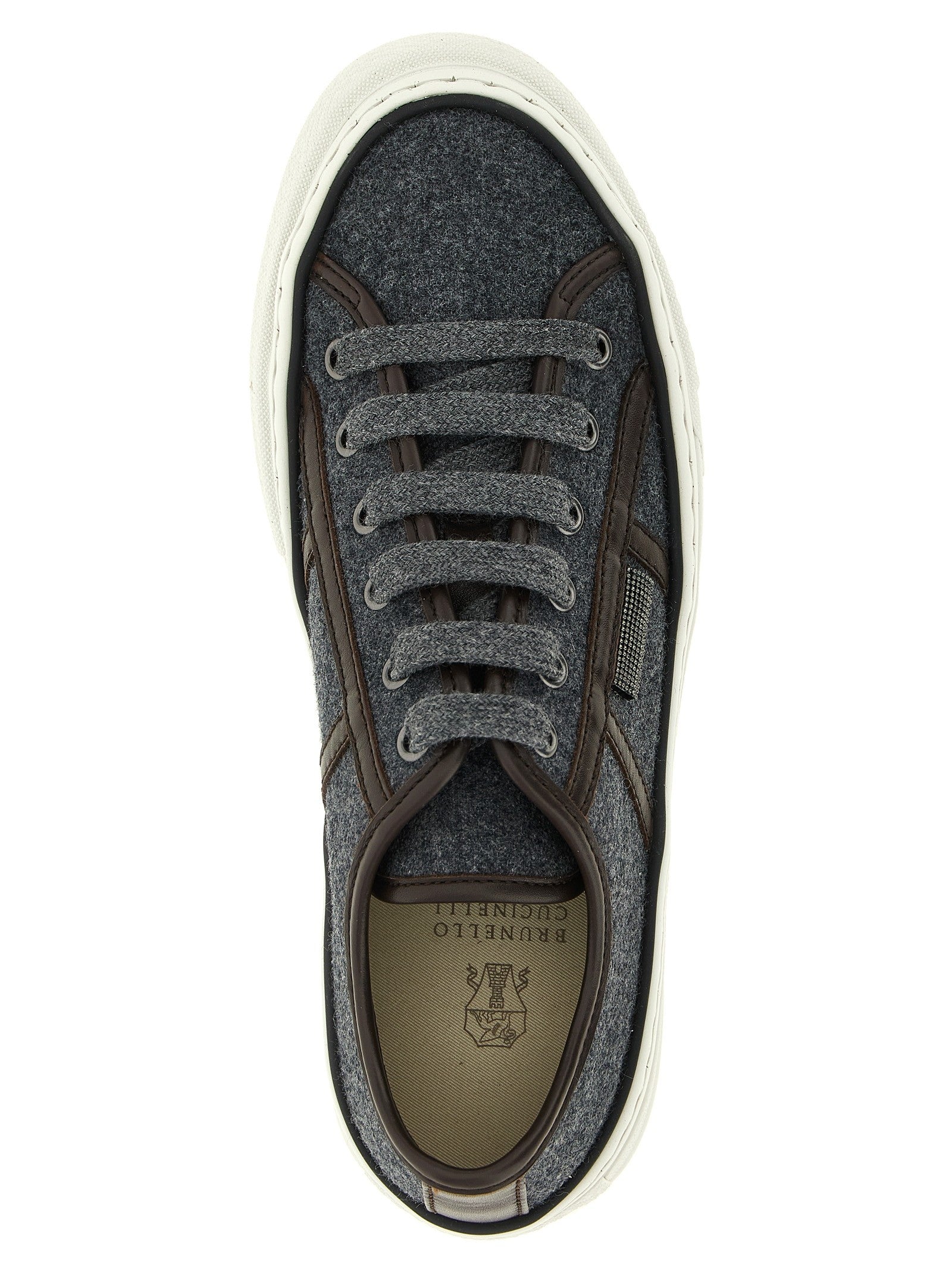 Brunello Cucinelli Shiny Tab Sneakers Grey