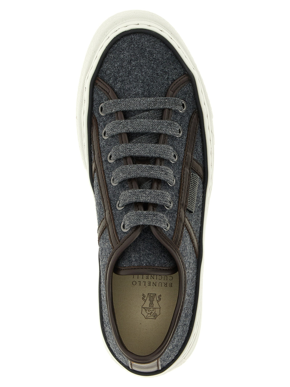 Brunello Cucinelli Shiny Tab Sneakers Grey, view 4