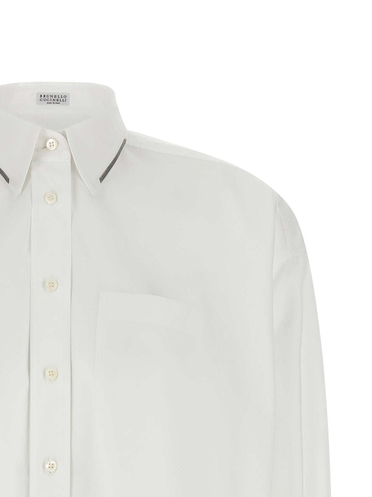 Brunello Cucinelli Shiny Trim Shirt White, view 3
