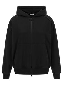 Brunello Cucinelli Shiny Trims Hoodie Black