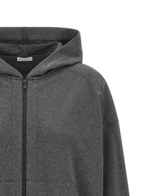 Brunello Cucinelli Shiny Trims Hoodie Grey
