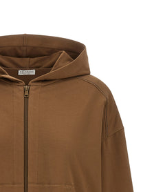 Brunello Cucinelli Shiny Trims Hoodie Brown