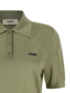 Fendi Shiny Viscose Polo Shirt Green, view 3