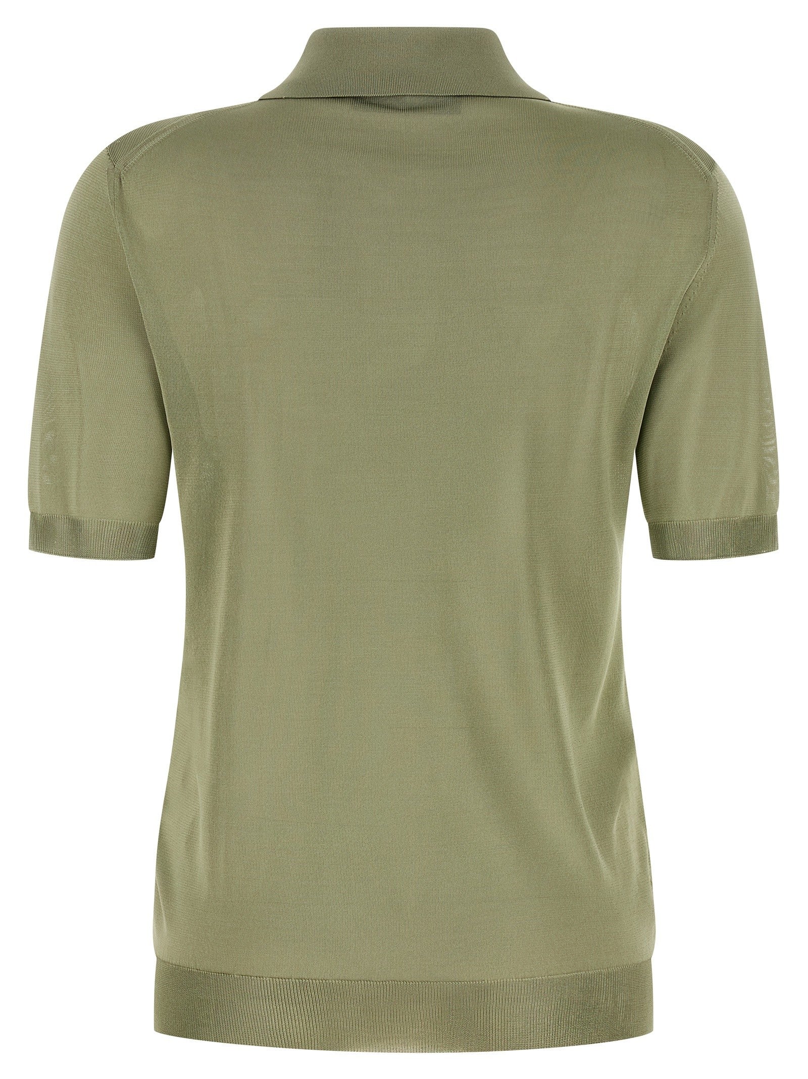 Fendi Shiny Viscose Polo Shirt Green