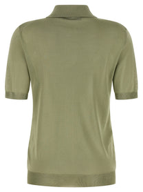 Fendi Shiny Viscose Polo Shirt Green
