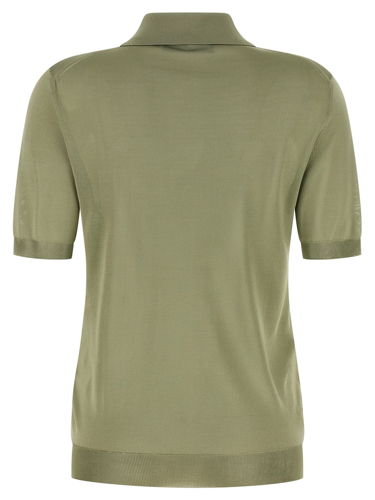 Fendi Shiny Viscose Polo Shirt Green, view 2