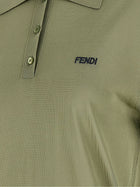 Fendi Shiny Viscose Polo Shirt Green, view 4