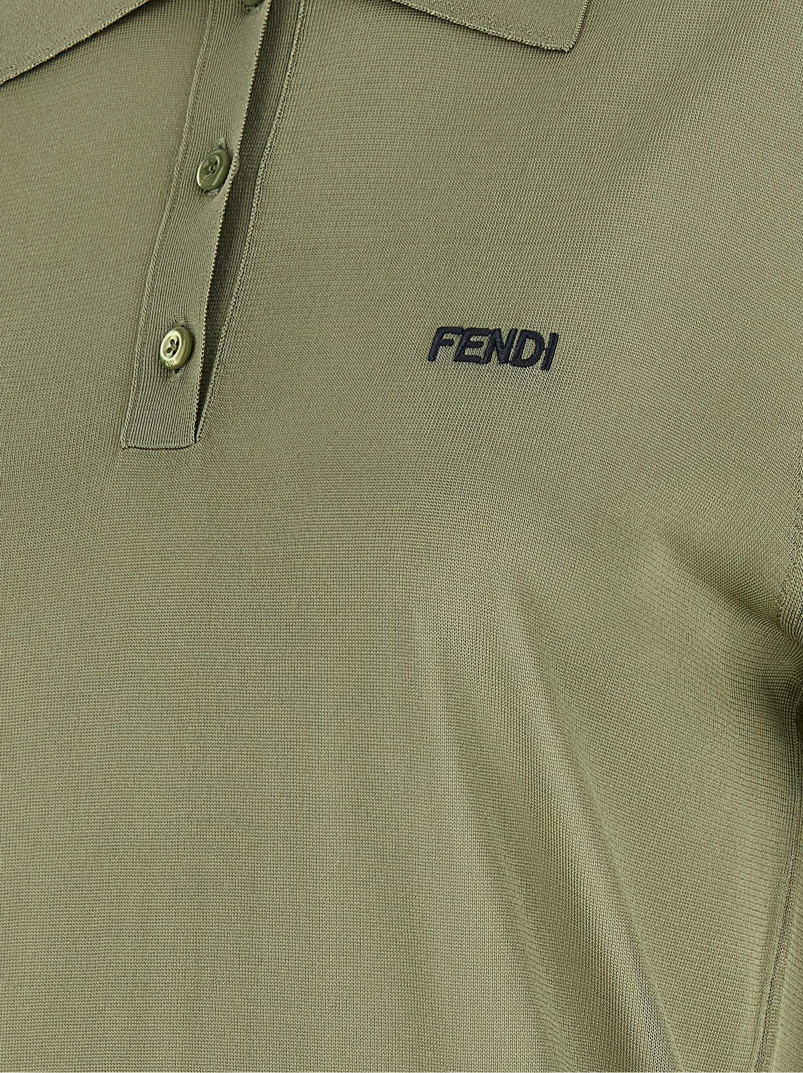 Fendi Shiny Viscose Polo Shirt Green